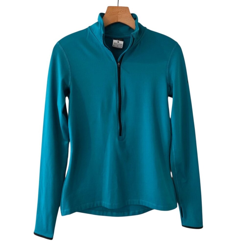 Nike PRO Top Womens M Dri Fit Turquoise Green Long Sleeve Running Pullover